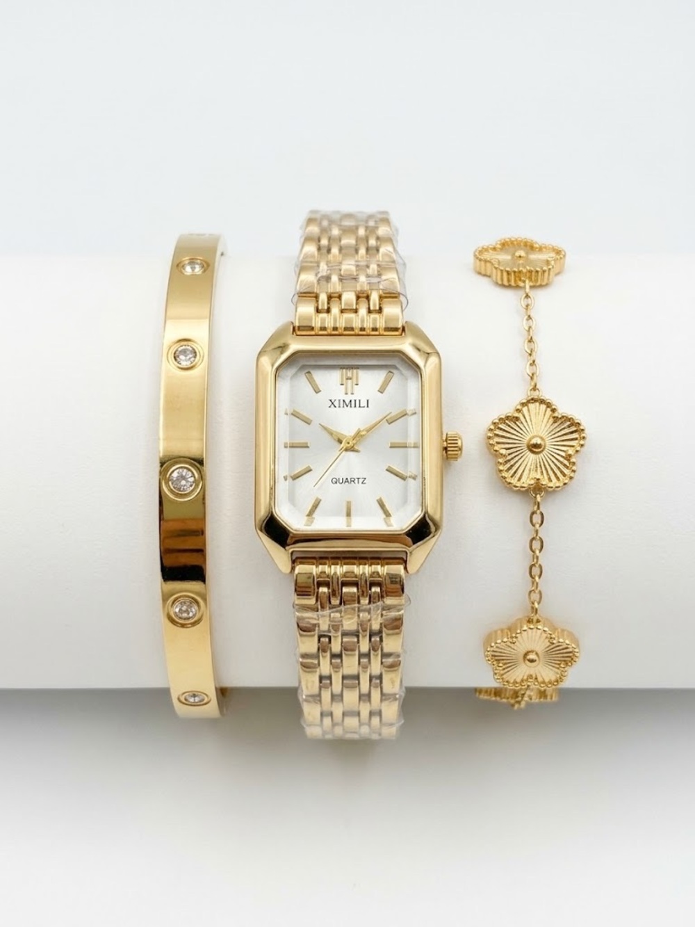 Gold Tone Women's Watch and Bracelet Set - Gold